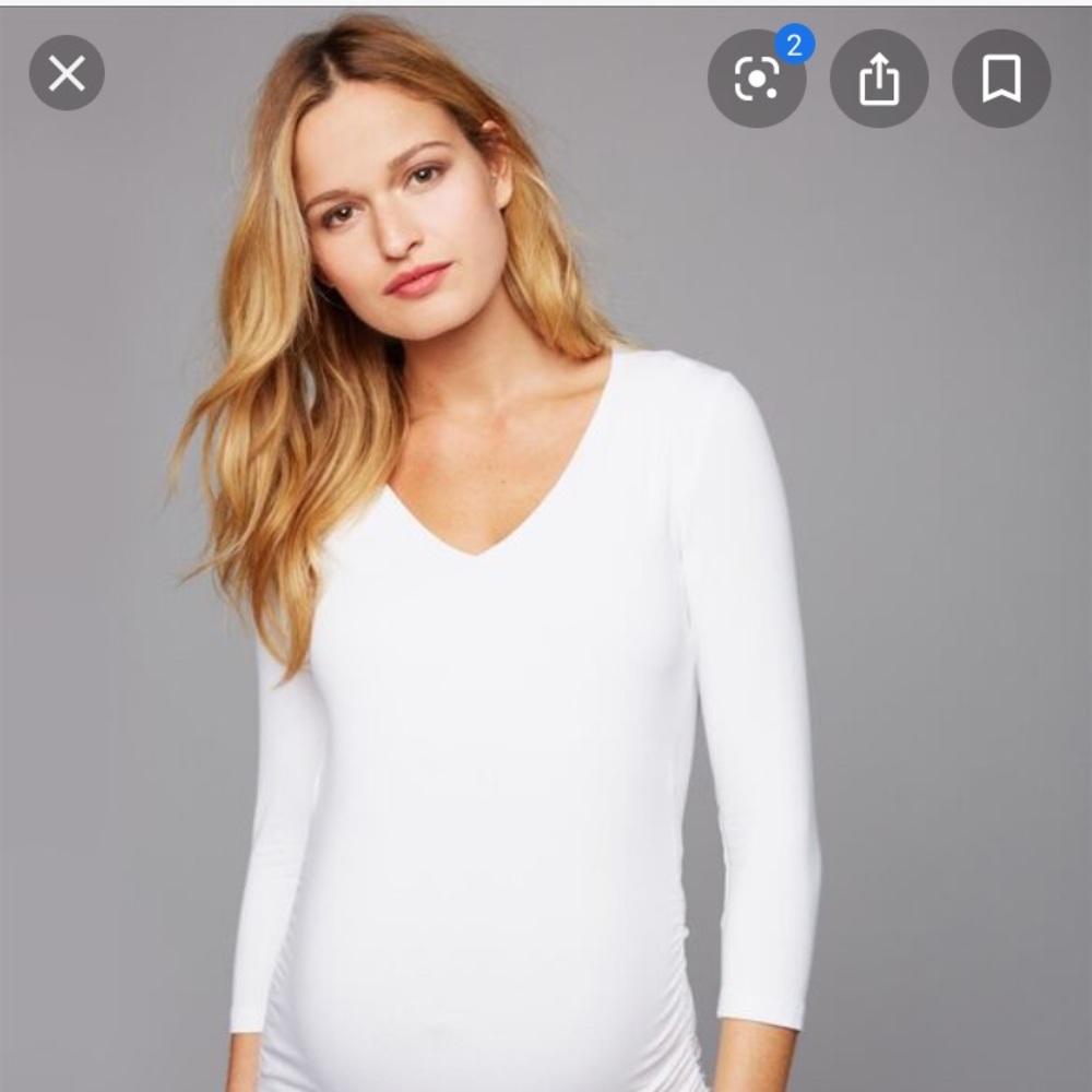 Isabella Oliver Maternity V neck white shirt